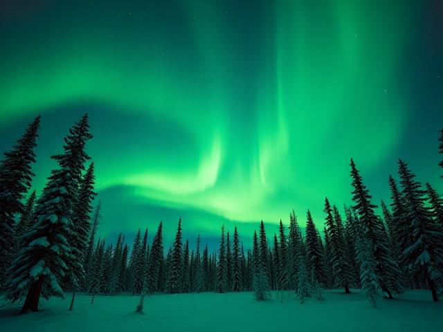 Полярное сияние над Аляской